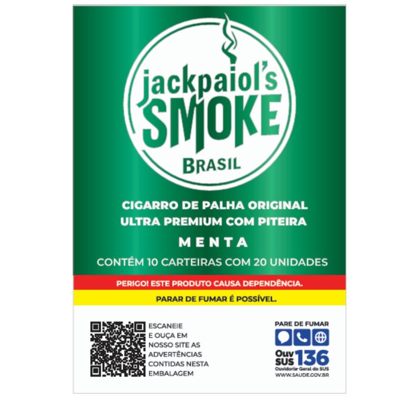 Cigarro de Palha Jack Paiol´s Menta + Piteira com 20 Unidades