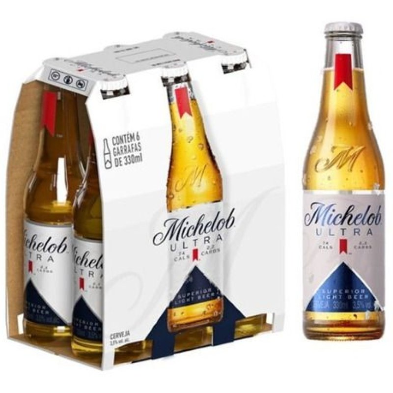 Pack 6 Long Neck Cerveja Michelob Ultra Sem Glúten 330ml