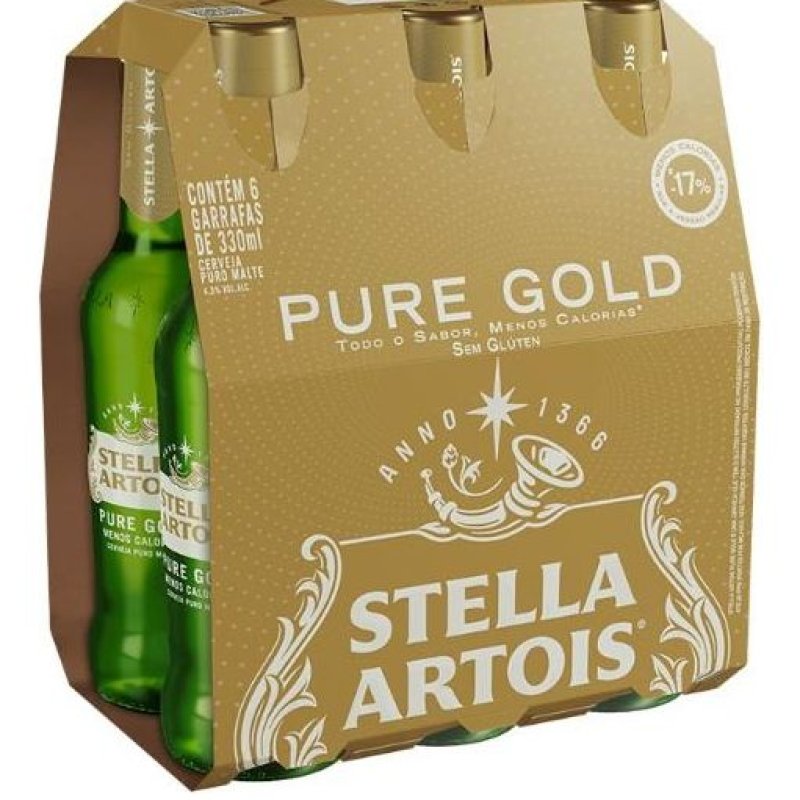 Pack 6 Long Neck Stella Artois Pure Gold 330ml