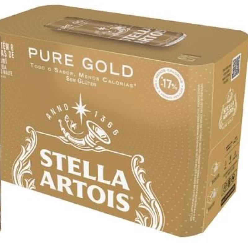Pack Cerveja Stella Pure Gold Lata 350ml - 8 Unidades